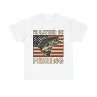 Load image into Gallery viewer, “I’d Rather Be Fishing” Patriotic Bass Tee – Bold, Rugged, and Outdoors-Ready
