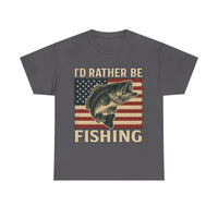 Load image into Gallery viewer, “I’d Rather Be Fishing” Patriotic Bass Tee – Bold, Rugged, and Outdoors-Ready
