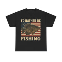 Load image into Gallery viewer, “I’d Rather Be Fishing” Patriotic Crappie Tee – For When You&#39;d Rather Be On the Water

