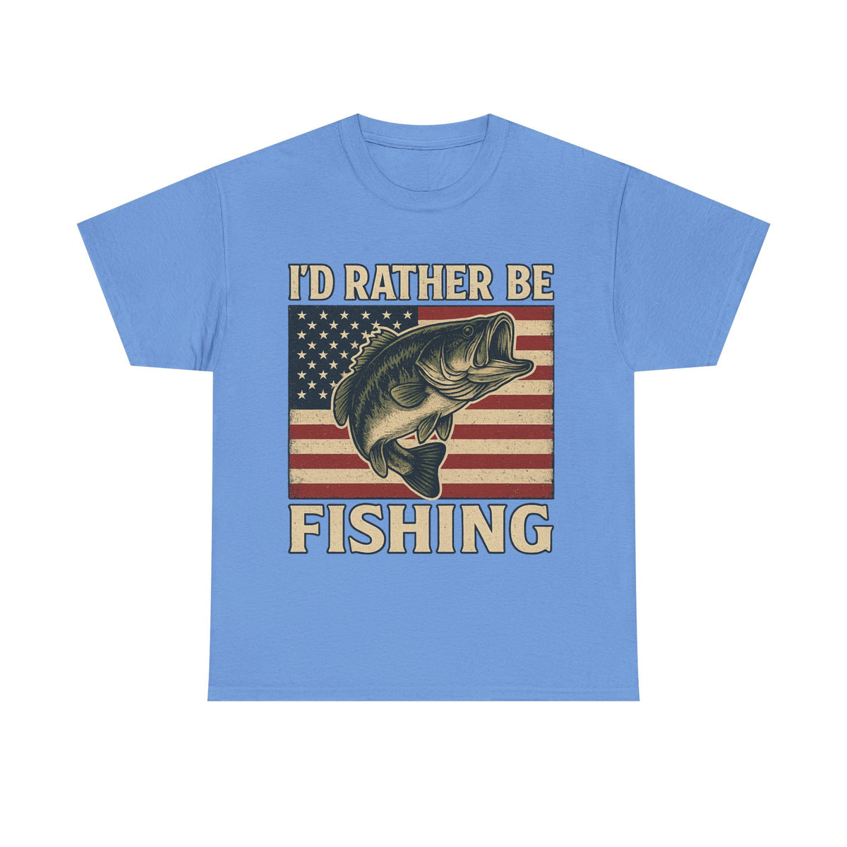 “I’d Rather Be Fishing” Patriotic Bass Tee – Bold, Rugged, and Outdoors-Ready