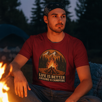 Load image into Gallery viewer, Life Is Better Around a Campfire – Camping Lifestyle Tee
