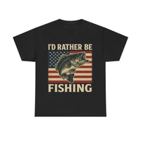 Load image into Gallery viewer, “I’d Rather Be Fishing” Patriotic Bass Tee – Bold, Rugged, and Outdoors-Ready

