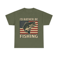 Load image into Gallery viewer, “I’d Rather Be Fishing” Patriotic Bass Tee – Bold, Rugged, and Outdoors-Ready
