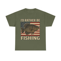 Load image into Gallery viewer, “I’d Rather Be Fishing” Patriotic Crappie Tee – For When You&#39;d Rather Be On the Water
